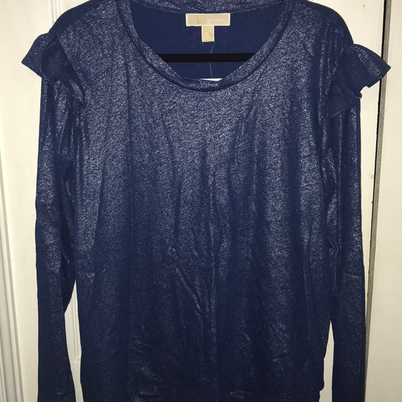 Michael Kors Twilight Blue Shimmer Blouse - Picture 2 of 5